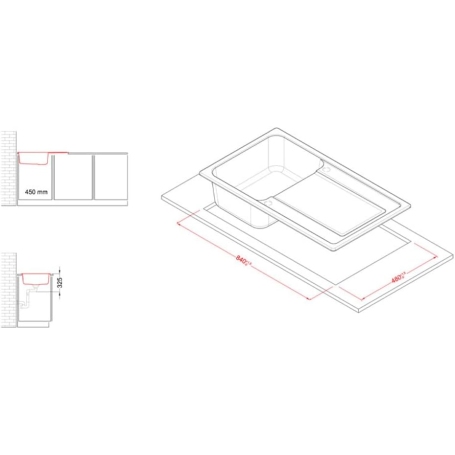 ELLECI LG240040 LAVELLO 86X50CM 1 VASCA CON GOCCIOLATOIO REVERSIBILE IN GRANITEK NERO