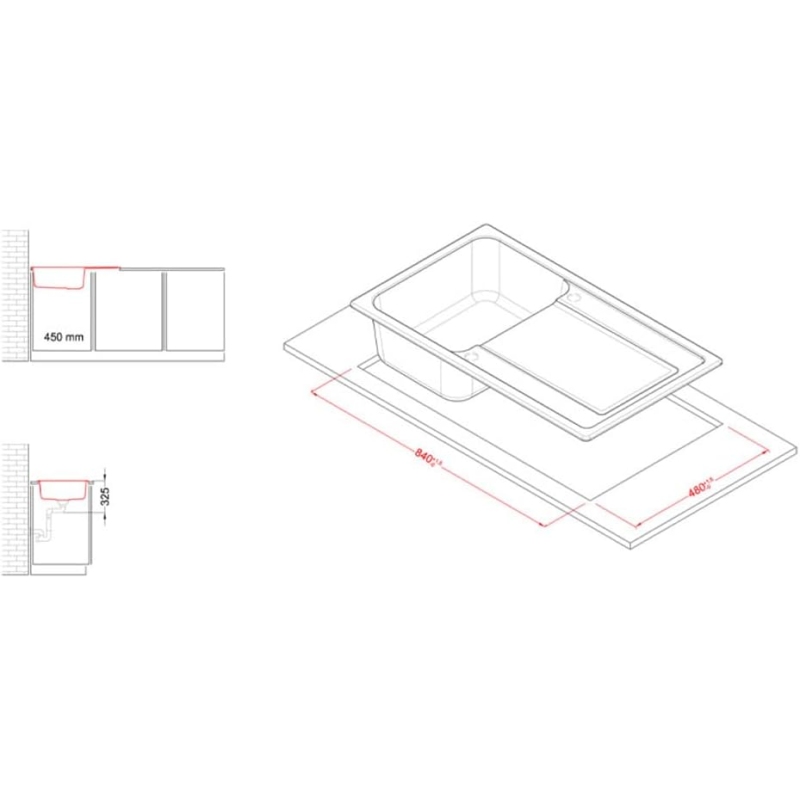 ELLECI LG240062 LAVELLO 86X50CM 1 VASCA CON...