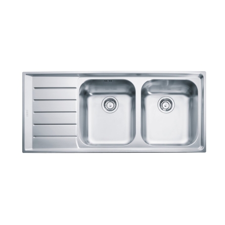 FRANKE 127.0059.719 LAVELLO 2 VASCHE CON GOCCIOLATOIO A SINISTRA 116x51CM COLORE INOX - NEX 221
