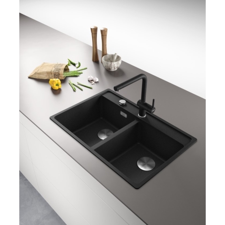 FRANKE 114.0661.675 LAVELLO 2 VASCHE 76x51 IN FRAGRANITE NERO