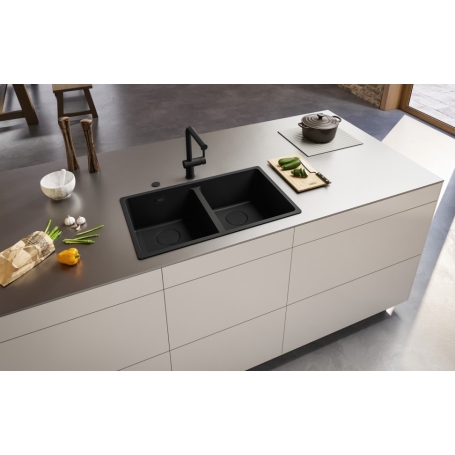 FRANKE 114.0661.682 LAVELLO 2 VASCHE 76x44 IN FRAGRANITE NERO MATT