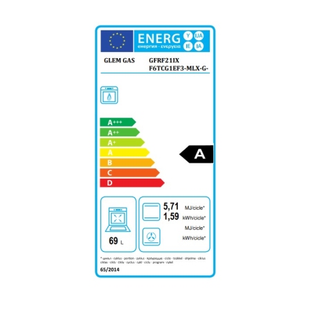 GLEM GAS GFRF21IX FORNO DA INCASSO ELETTRICO E A GAS 69LT CLASSE A INOX