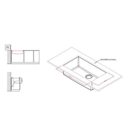 ELLECI QUADRA 130 LKQ13095BSO LAVELLO MONOVASCA SOTTOTOP 76x44CM IN KERATEK CHAMPAGNE