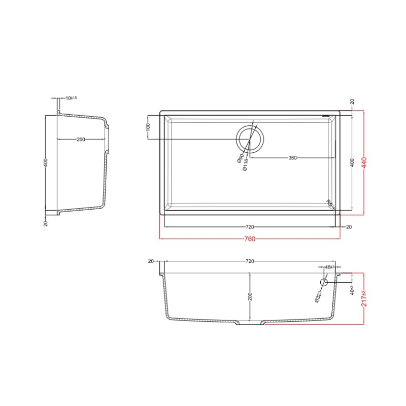 ELLECI QUADRA 130 LKQ13095BSO LAVELLO MONOVASCA...