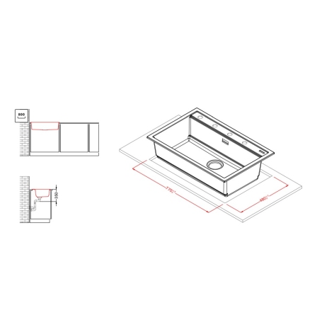 ELLECI LKB13096 BEST 130 LAVELLO MONOVASCA 79x51CM IN KERATEK BIANCO