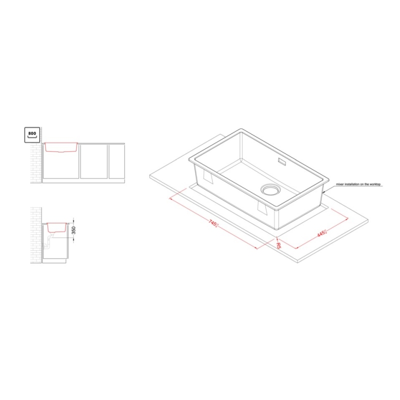 ELLECI ZEN 130 LKZ13086BKM LAVELLO MONOVASCA...