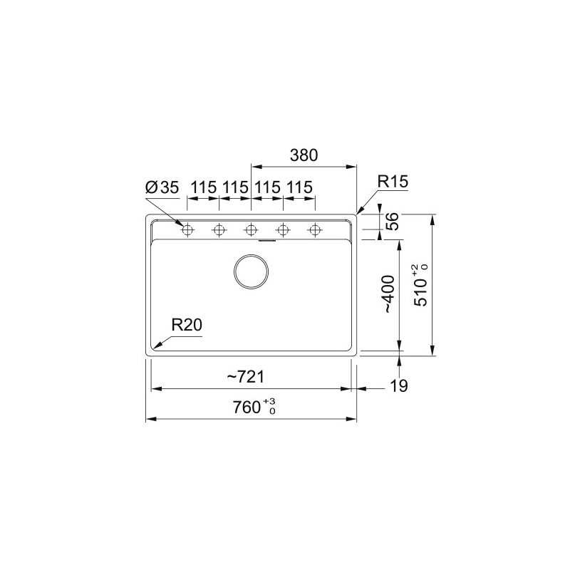 FRANKE 114.0714.175 LAVELLO MONOVASCA 78x50CM...