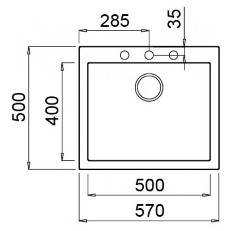 ELLECI QUADRA 105 LKQ10596 LAVELLO MONOVASCA 57x50CM IN KERATEK BIANCO