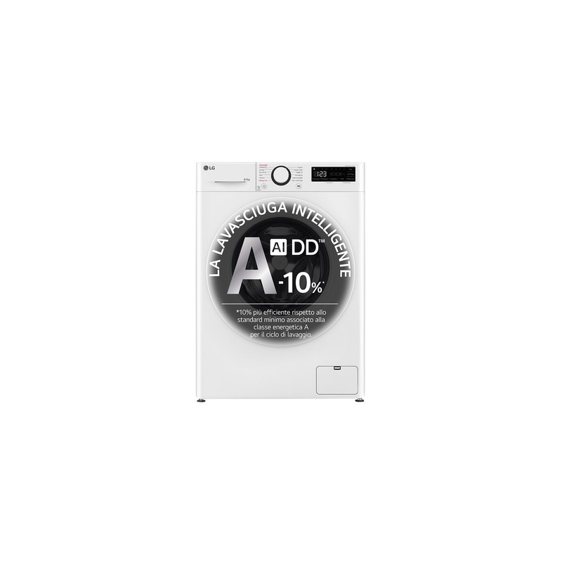 LG D2R3S08NSWW LAVASCIUGA SLIM CARICA FRONTALE 8/5 KG 1200 GIRI VAPORE AI WASH CLASSE E - PROMO