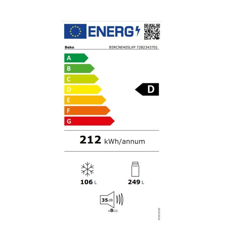 BEKO B5RCNE405LXP FRIGORIFERO COMBINATO 355 LT...