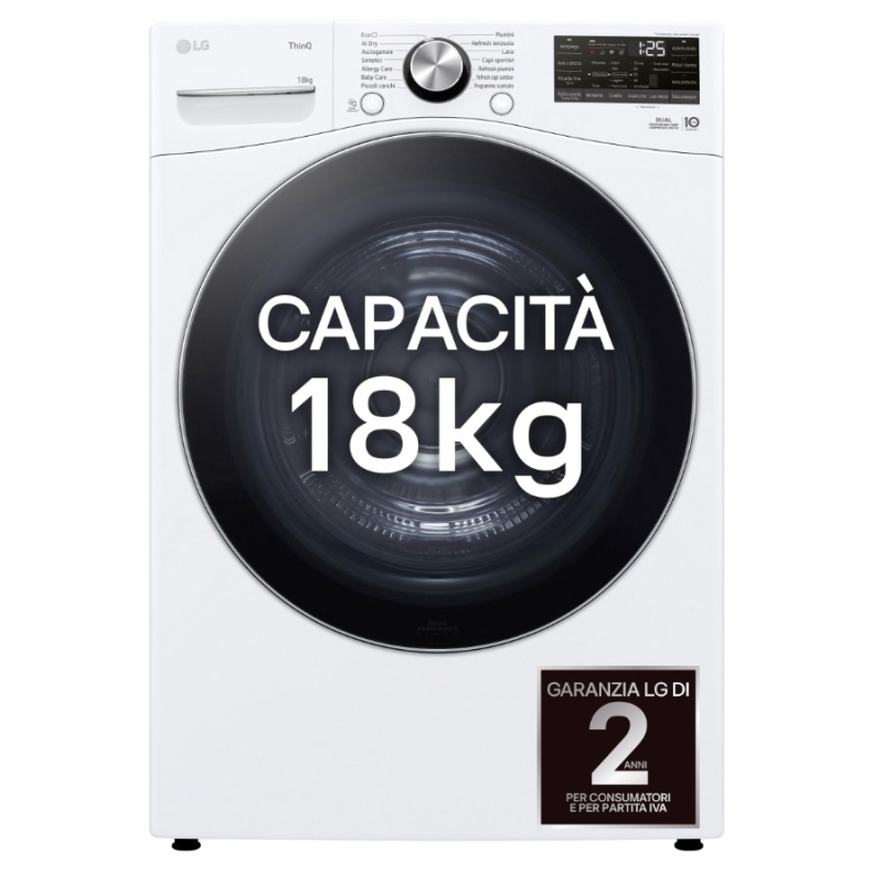LG RH18U8AVCW ASCIUGATRICE 18KG POMPA DI CALORE DUAL INVERTER WIFI CLASSE A+++