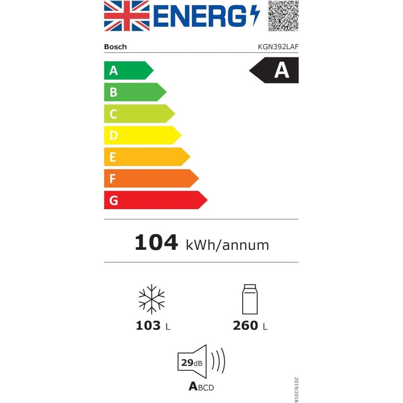 BOSCH KGN392LAF FRIGORIFERO COMBINATO 363LT NO...