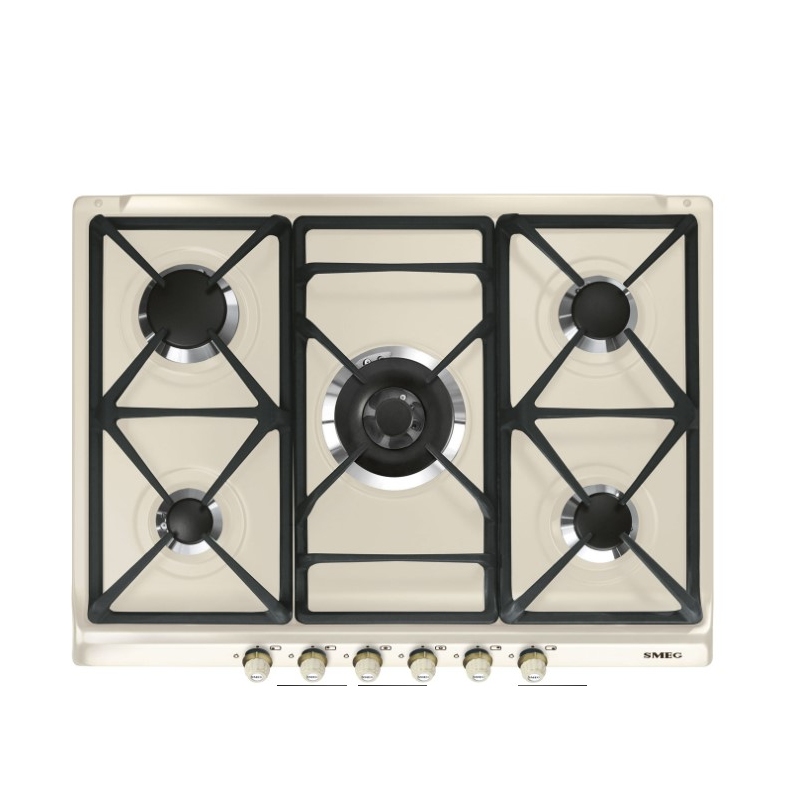 SMEG SR775PO PIANO COTTURA 70CM 5 FUOCHI A GAS COLORE PANNA