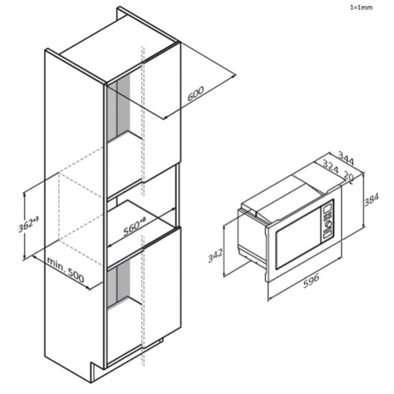 CANDY CA20FMW7NB FORNO A MICROONDE DA INCASSO...
