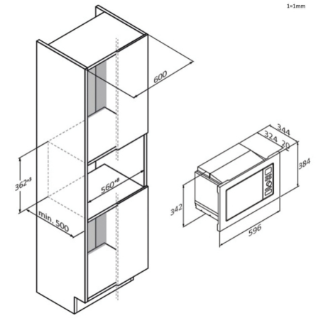 CANDY CA20FMW7NB FORNO A MICROONDE DA INCASSO 20 LITRI 800 WATT NERO