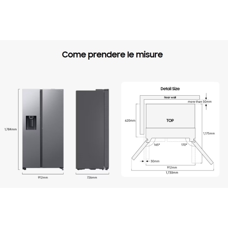 SAMSUNG RS80F66KBFEF FRIGORIFERO SIDE BY SIDE NO FROST 635LT WIFI DISPENSER CLASSE B ANTRACITE