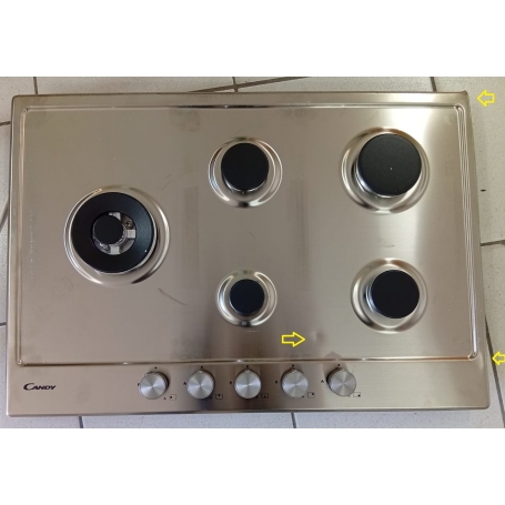 OUTLET CANDY O-CHG7WLWPX PIANO COTTURA 75CM 5 FUOCHI A GAS GRIGLIE IN GHISA COLORE INOX - CON DIFETTI