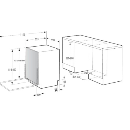 HISENSE HV63D16EX LAVASTOVIGLIE DA INCASSO A SCOMPARSA TOTALE 16 COPERTI 60CM CLASSE D