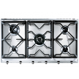 SMEG SRV596GH5 PIANO COTTURA DA INCASSO 90CM 5 FUOCHI A GAS GRIGLIE IN GHISA INOX