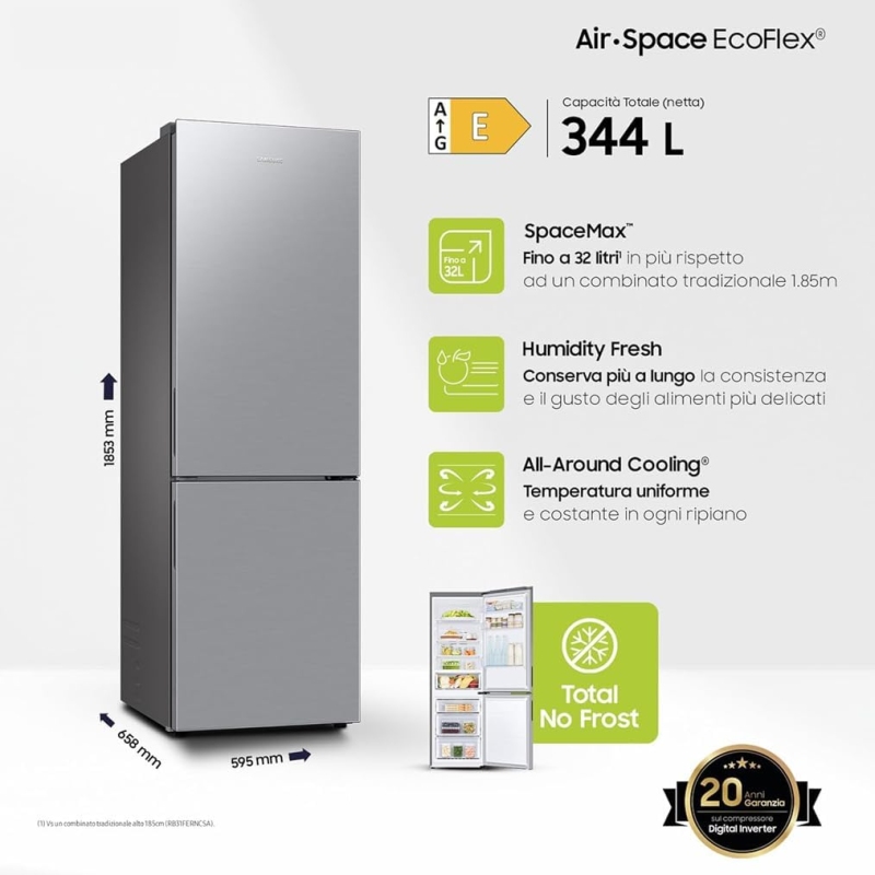 SAMSUNG RB33B610ESA FRIGORIFERO COMBINATO 344...