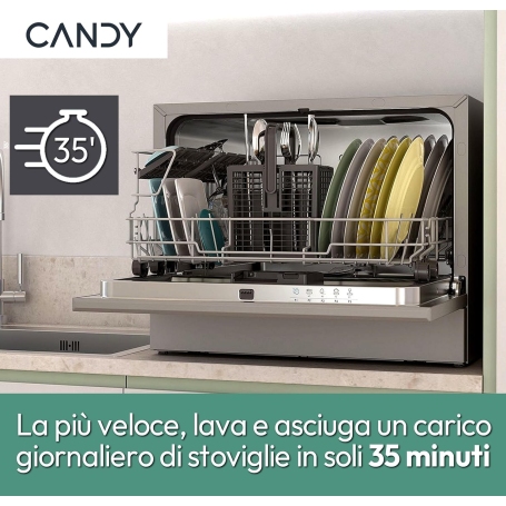 CANDY CP 6E51LS LAVASTOVIGLIE COMPATTA LIBERA INSTALLAZIONE 6 COPERTI CLASSE E SILVER - CP6E51LS