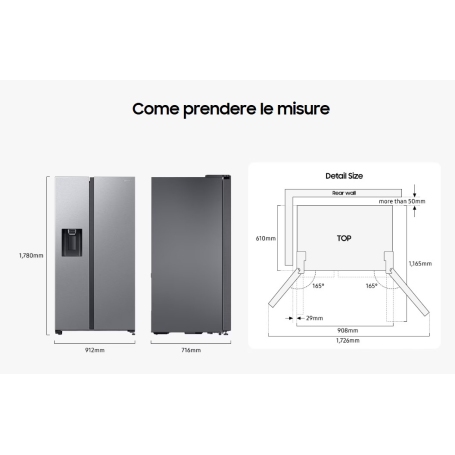 SAMSUNG RS64DG53M3SLEF FRIGORIFERO SIDE BY SIDE 634 LT DISPENSER NO FROST WIFI METAL INOX CLASSE E