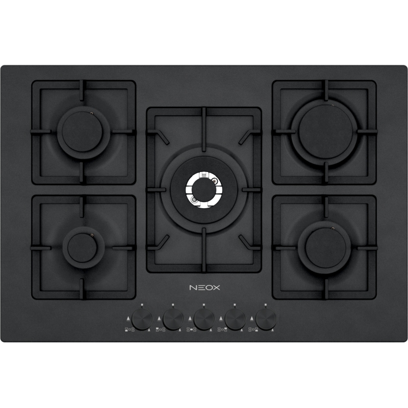 NEOX FQ755VTGC QUADRA LINE 75 PIANO COTTURA 75CM 5 FUOCHI A GAS - NERO