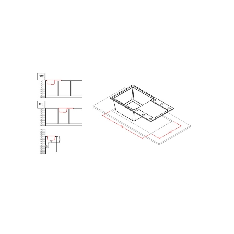 ELLECI LGY29040 LAVELLO DA INCASSO 79X44CM 1...