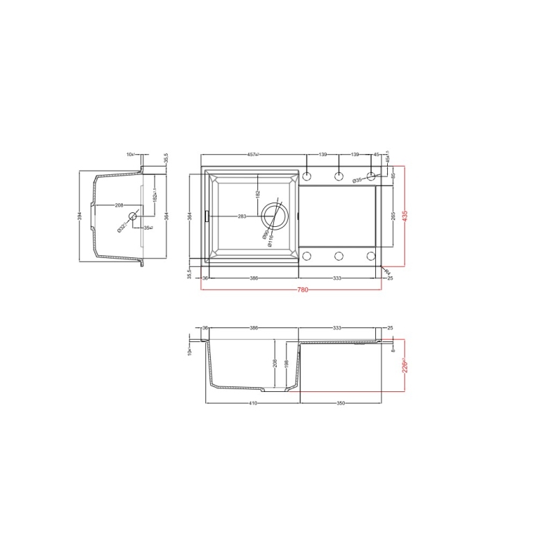 ELLECI LGY29040 LAVELLO DA INCASSO 79X44CM 1...
