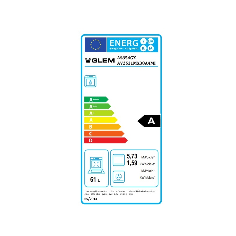 GLEM GAS AS854GX CUCINA 80x50 4 FUOCHI FORNO A...