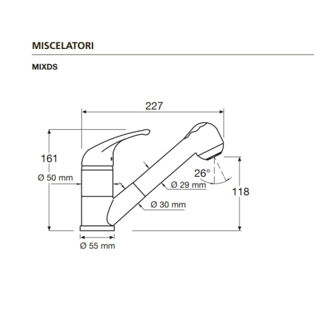 GLEM GAS MIXDS MISCELATORE MONOCOMANDO CON DOCCETTA ESTRAIBILE COLORE SABBIA