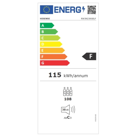 HISENSE RW3N230GELF CANTINETTA VINI 108 BOTTIGLIE TOTAL NO FROST 2 ZONE DI TEMPERATURA CLASSE F NERO