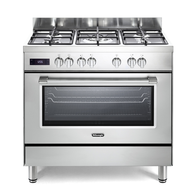 DE LONGHI PRO 96 MX ED CUCINA 90x60 5 FUOCHI A GAS E FORNO ELETTRICO VENTILATO INOX - PRO96MXED