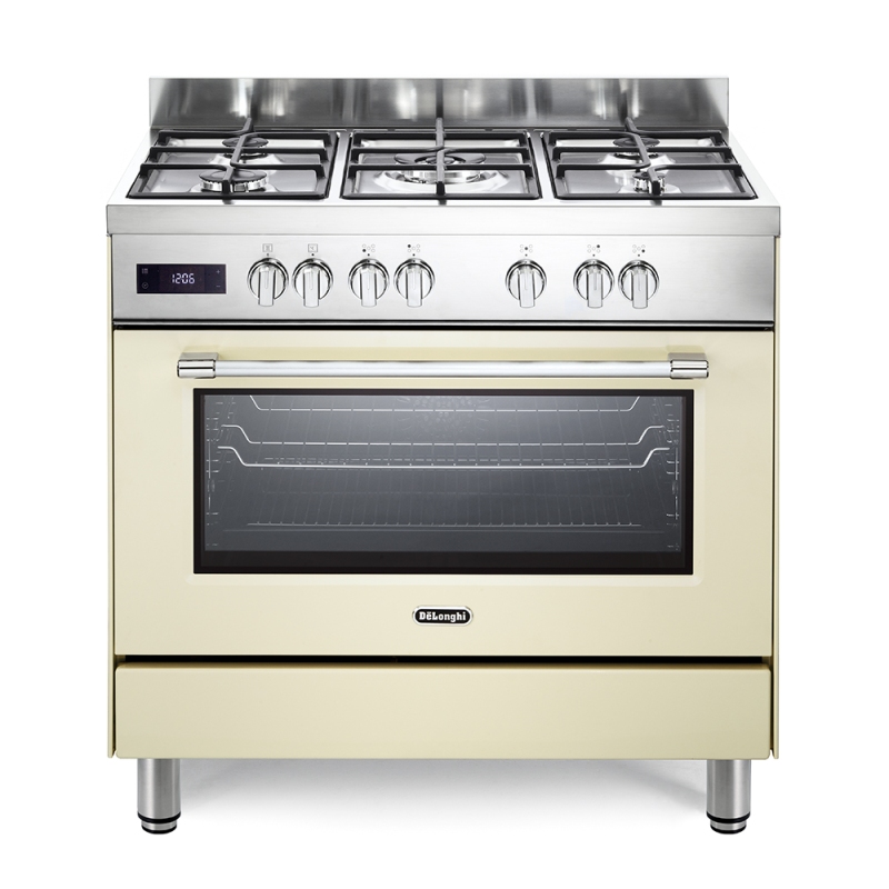 DE LONGHI PRO 96 MC ED CUCINA 90x60 5 FUOCHI A GAS E FORNO ELETTRICO VENTILATO COLORE CREMA - PRO96MCED