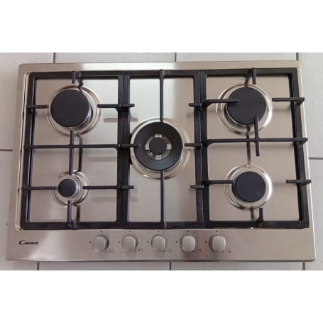 OUTLET CANDY O-CHG74WX PIANO COTTURA DA INCASSO 75CM 5 FUOCHI A GAS COLORE INOX - CON DIFETTI