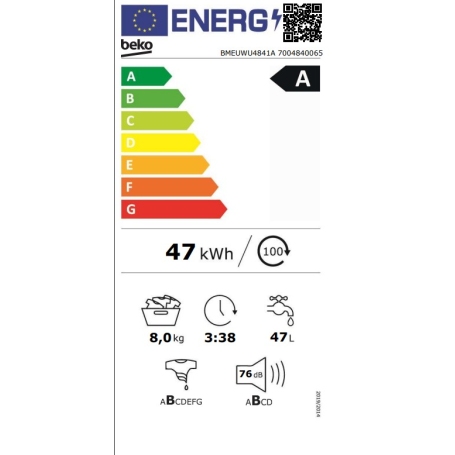 BEKO BMEUWU4841A LAVATRICE 8KG 1400 GIRI CLASSE A