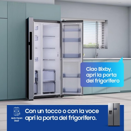 SAMSUNG RS90F65EDT FRIGORIFERO SIDE BY SIDE NO FROST 614LT WIFI DISPENSER E DISPLAY CLASSE D COLORE INOX