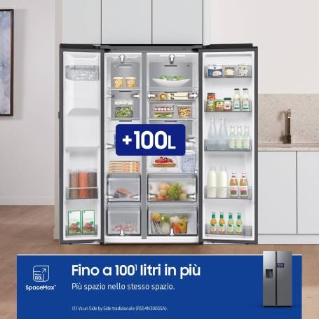 SAMSUNG RS90F65EDT FRIGORIFERO SIDE BY SIDE NO FROST 614LT WIFI DISPENSER E DISPLAY CLASSE D COLORE INOX