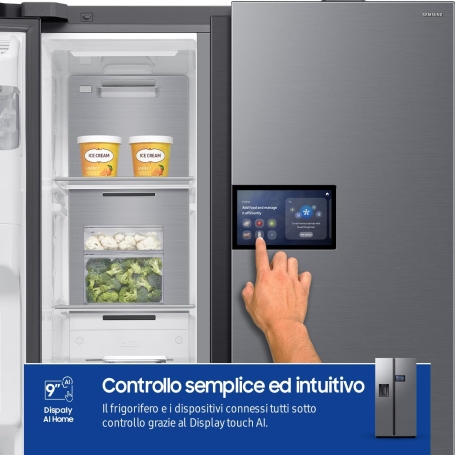 SAMSUNG RS90F65EDT FRIGORIFERO SIDE BY SIDE NO FROST 614LT WIFI DISPENSER E DISPLAY CLASSE D COLORE INOX