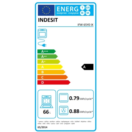INDESIT IFW 65Y0 IX FORNO ELETTRICO MULTIFUNZIONE 66LT 5 FUNZIONI CLASSE A INOX - IFW65Y0IX
