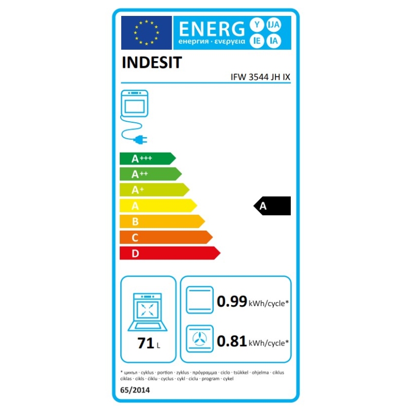 INDESIT IFW 3544 JH IX FORNO DA INCASSO...