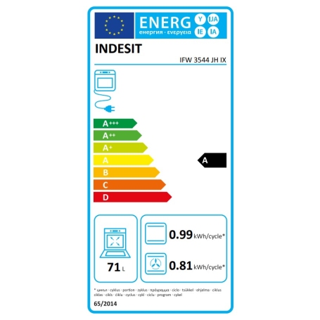 INDESIT IFW 3544 JH IX FORNO DA INCASSO ELETTRICO MULTIFUNZIONE 71LT CLASSE A INOX - IFW3534HIX