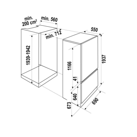 SCHOCK SRISKY75 FRIGORIFERO COMBINATO DA INCASSO TOTAL NO FROST 381LT CLASSE E