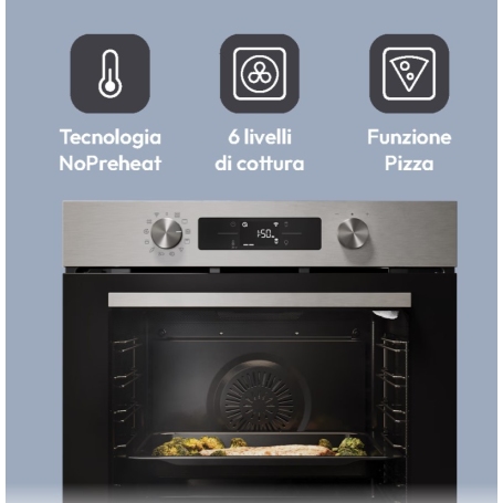 CANDY CA6N5B3EYTX FORNO DA INCASSO ELETTRICO VENTILATO IDROLITICO 78LT WIFI INOX CLASSE A++