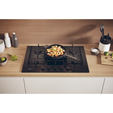 HAIER HAVG75TBPB PIANO COTTURA DA INCASSO 75CM 5 FUOCHI A GAS - NERO