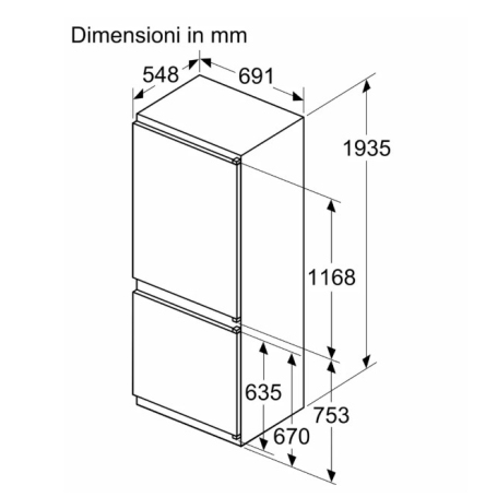SIEMENS KB96NVSE0 iQ300 FRIGORIFERO COMBINATO DA INCASSO 70CM NO FROST 383 LT WIFI CLASSE E