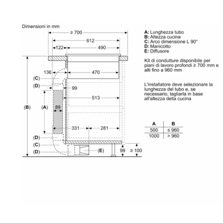 BOSCH PVQ711H26E PIANO COTTURA A INDUZIONE CON CAPPA INTEGRATA 71CM 4 PIASTRE WIFI CLASSE B NERO