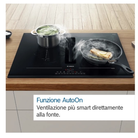 BOSCH PVQ711H26E PIANO COTTURA A INDUZIONE CON CAPPA INTEGRATA 71CM 4 PIASTRE WIFI CLASSE B NERO