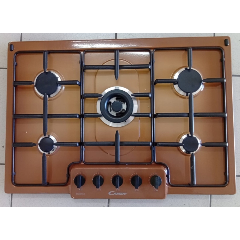 OUTLET CANDY O-PGC750SDTP PIANO COTTURA 75CM 5 FUOCHI COLORE TERRA DI FRANCIA - CON DIFETTI