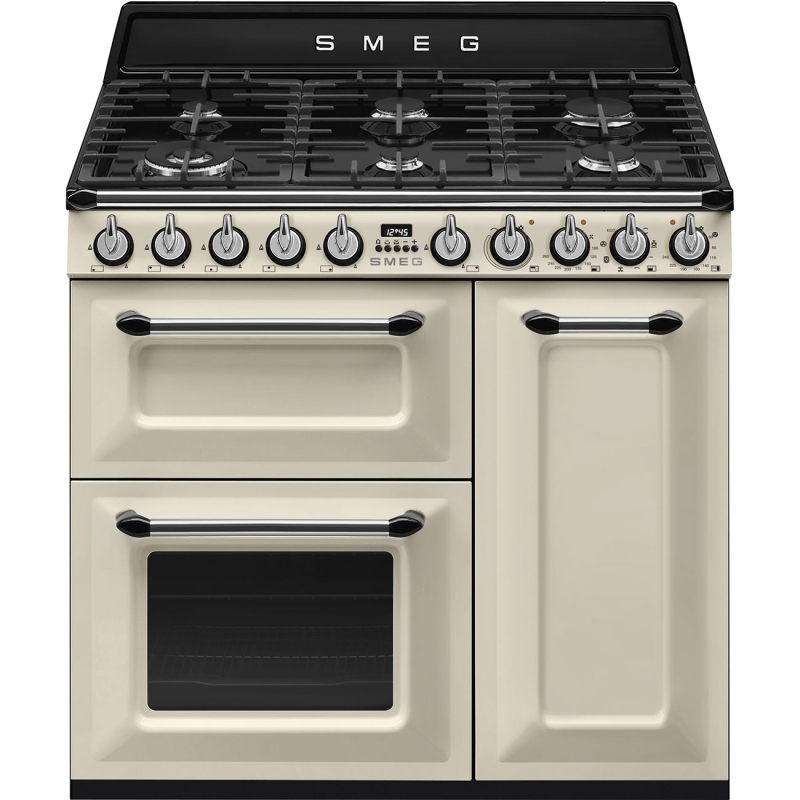 SMEG TR93P CUCINA 90X60 6 FUOCHI A GAS E 3 FORNI ELETTRICI - PANNA